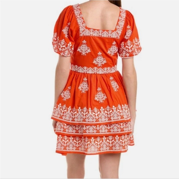 New Boden Square Neck Rara Dress in Firecracker New With Tag Size 6 Embroidered - Picture 13 of 16